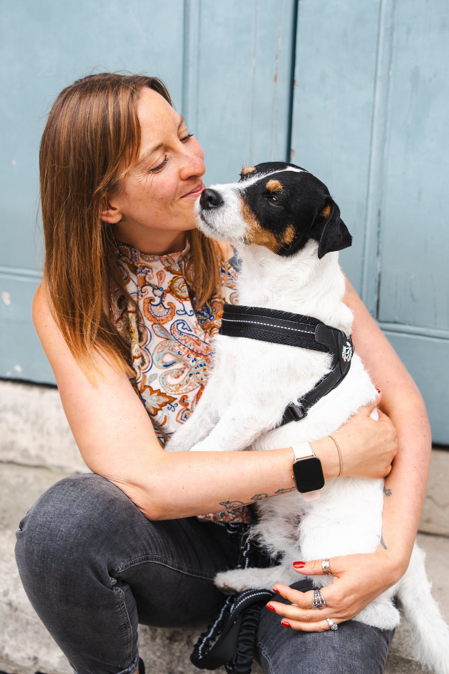 Elsa with a dog in Marylebone